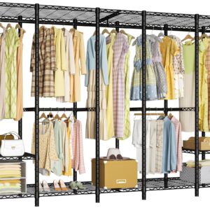 Ulif H50 Garment Rack Heavy Duty Clothes Rack, Freestanding Extra Large Portable Closet Wardrobe Rack, Clothing Racks for Hanging Clothes 89.8''W x 15.8" D x 76.4" H, Max Load 1400 Lbs, Black