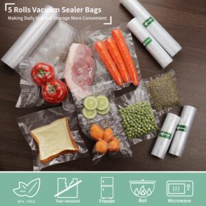 Mozing Vacuum Sealer Bags, Commercial Grade Food Seal Bag Rolls, Meal Saver Bags for Storage or Sous Vide