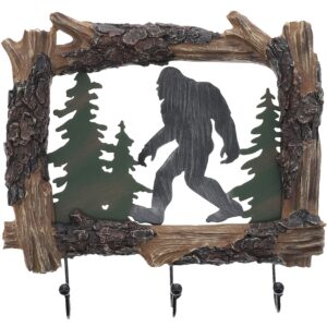 Top Brass Bigfoot Sasquatch Silhouette Wall Mount Key Holder – 3 Hooks Key Rack Hanger Organizer