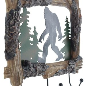 Top Brass Bigfoot Sasquatch Silhouette Wall Mount Key Holder – 3 Hooks Key Rack Hanger Organizer