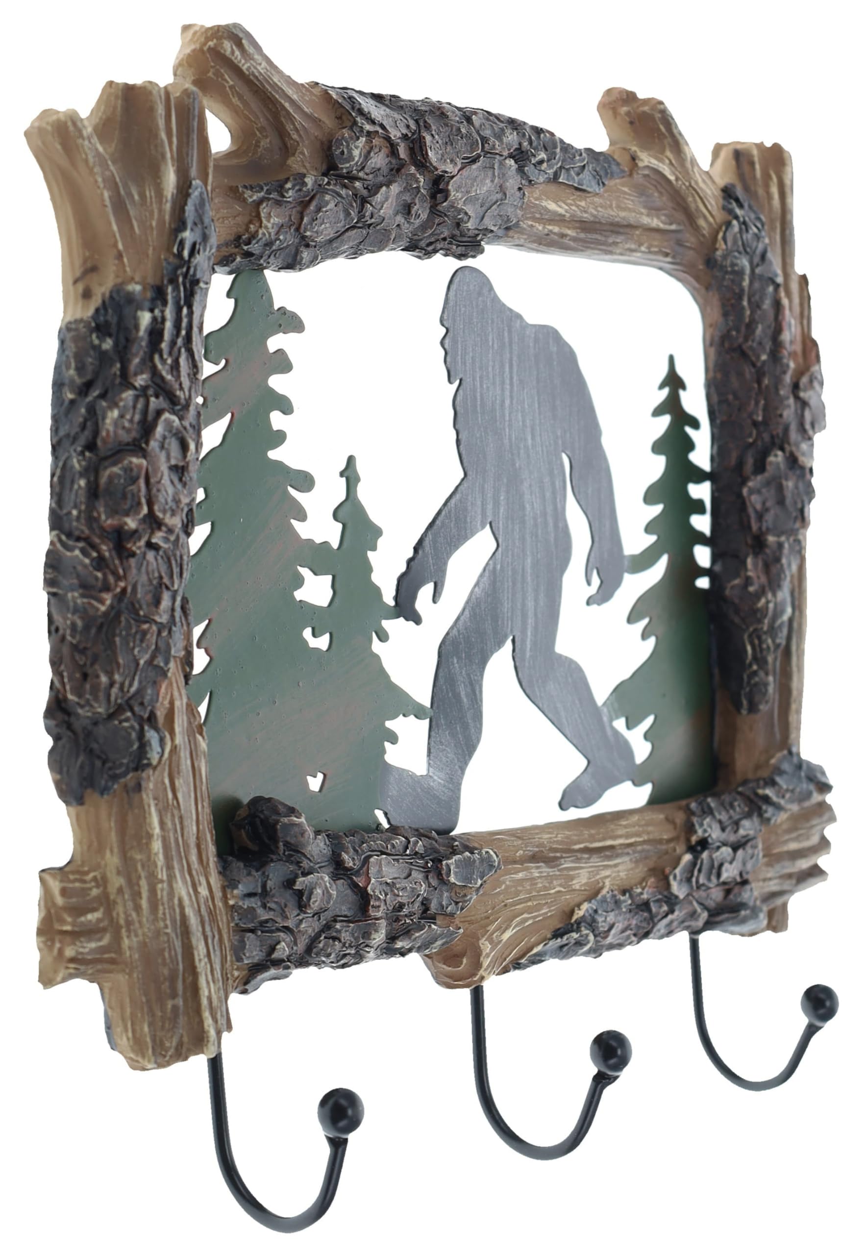 Top Brass Bigfoot Sasquatch Silhouette Wall Mount Key Holder – 3 Hooks Key Rack Hanger Organizer