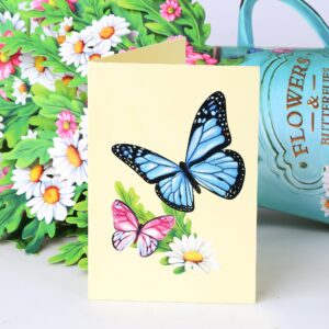 Airpark Pop Up Flower Cards, Daisies and Butterflies, 12inch Paper Flowers Bouquet 3D Popup Greeting Cards with Blank Note Card and Envelope for Christmas, Birthday Gifts for Women Kids,Holiday