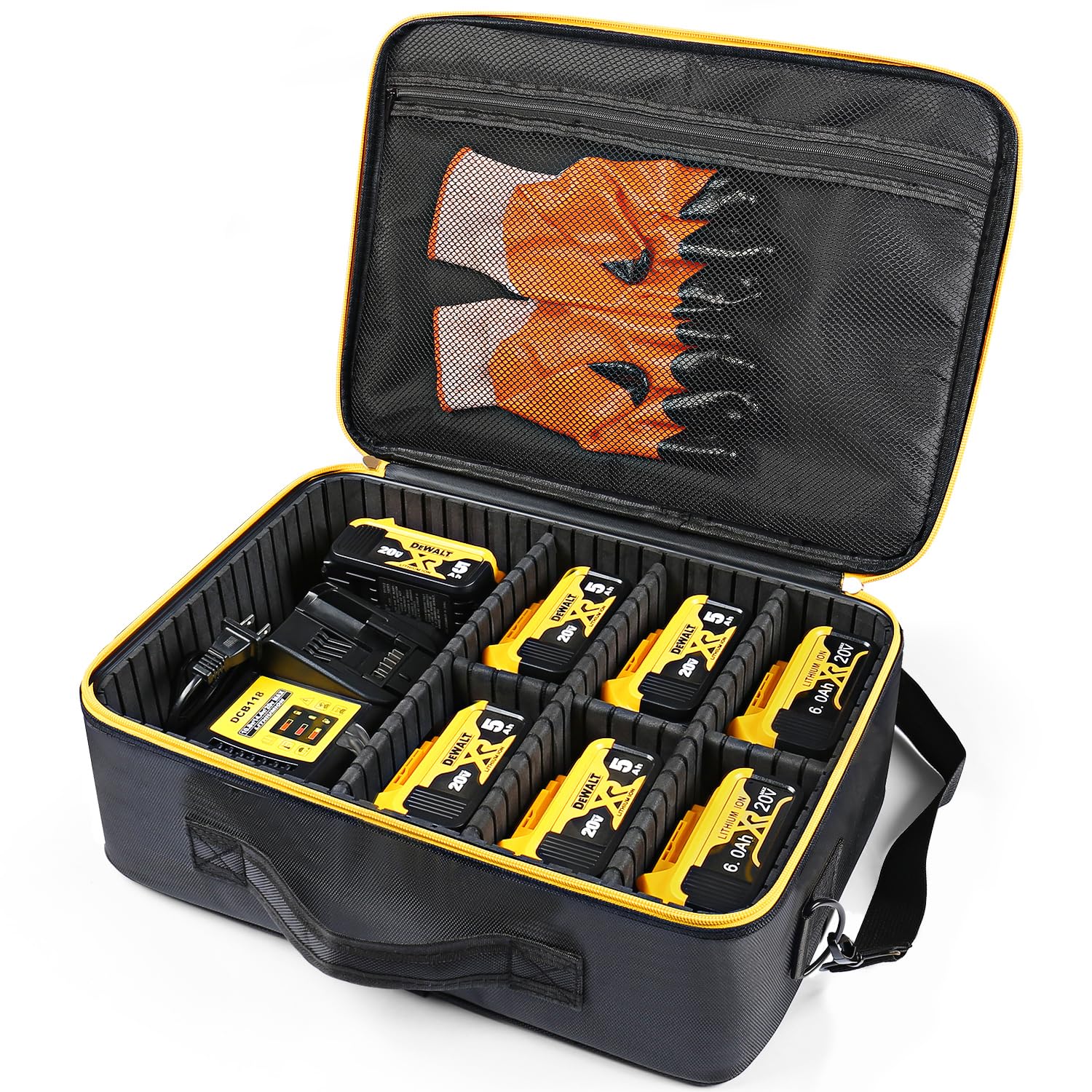 Luxtude Extra Large Battery Case for Dewalt/Milwaukee/Ryobi 12V/18V/20V Battery & Charger, Tool Battery Case for DEWALT Holds 20V 2.0/3.0/4.0/5.0/6.0/9.0-Ah Batteries, Adapter,Bag Only