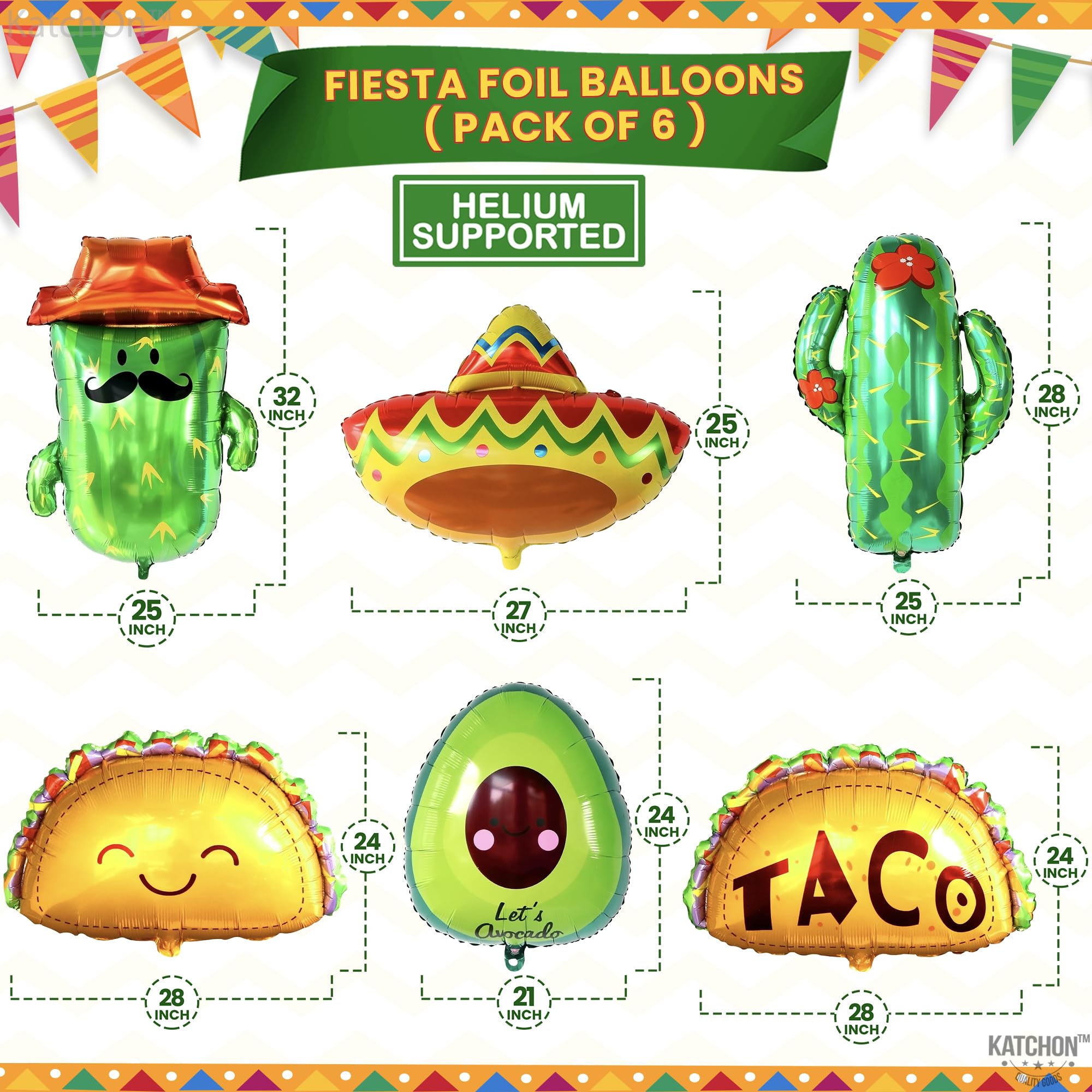 KatchOn, 30 PCS Taco Bout A Fiesta Decorations - Mexican Party Decorations | Mexican Banner, Taco Balloons | Fiesta Balloons for Fiesta Party Decorations, Taco Decorations | Taco Party Decorations