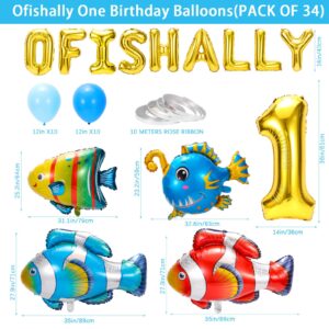 PHOGARY Fish Balloons for Ofishally One Birthday Decorations, O Fishally 1st Birthday Balloons, Mylar Gone Fishing Balloon Sea Animal Party Balloon Clownfish Foil Balloons, Fishing Baby Shower Decor