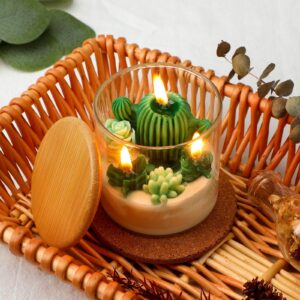 tondiamo succulent cactus candles gift, 3.15 inch scented decorative cactus candles terrarium plant candles votive candles for house warming wedding baby shower spa home decoration christmas gifts