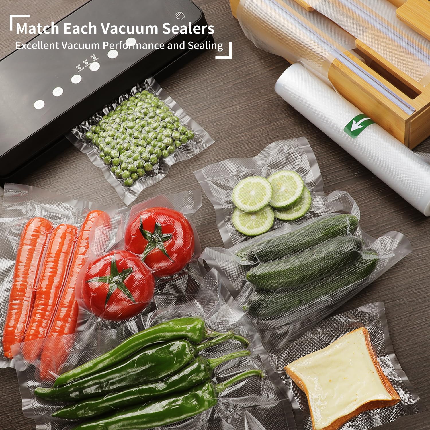 Mozing Vacuum Sealer Bags, Commercial Grade Food Seal Bag Rolls, Meal Saver Bags for Storage or Sous Vide