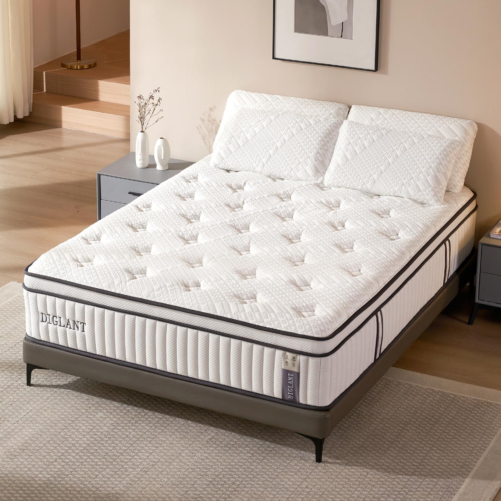 DIGLANT Full Mattress, 14Inch Cooling Gel Memory Foam Hybrid Mattress with Pocket Springs, Supportive & Pressure Relief, Medium Plush Feel Full Size Mattress in a Box, CertiPUR-US Certified, 54"*75"