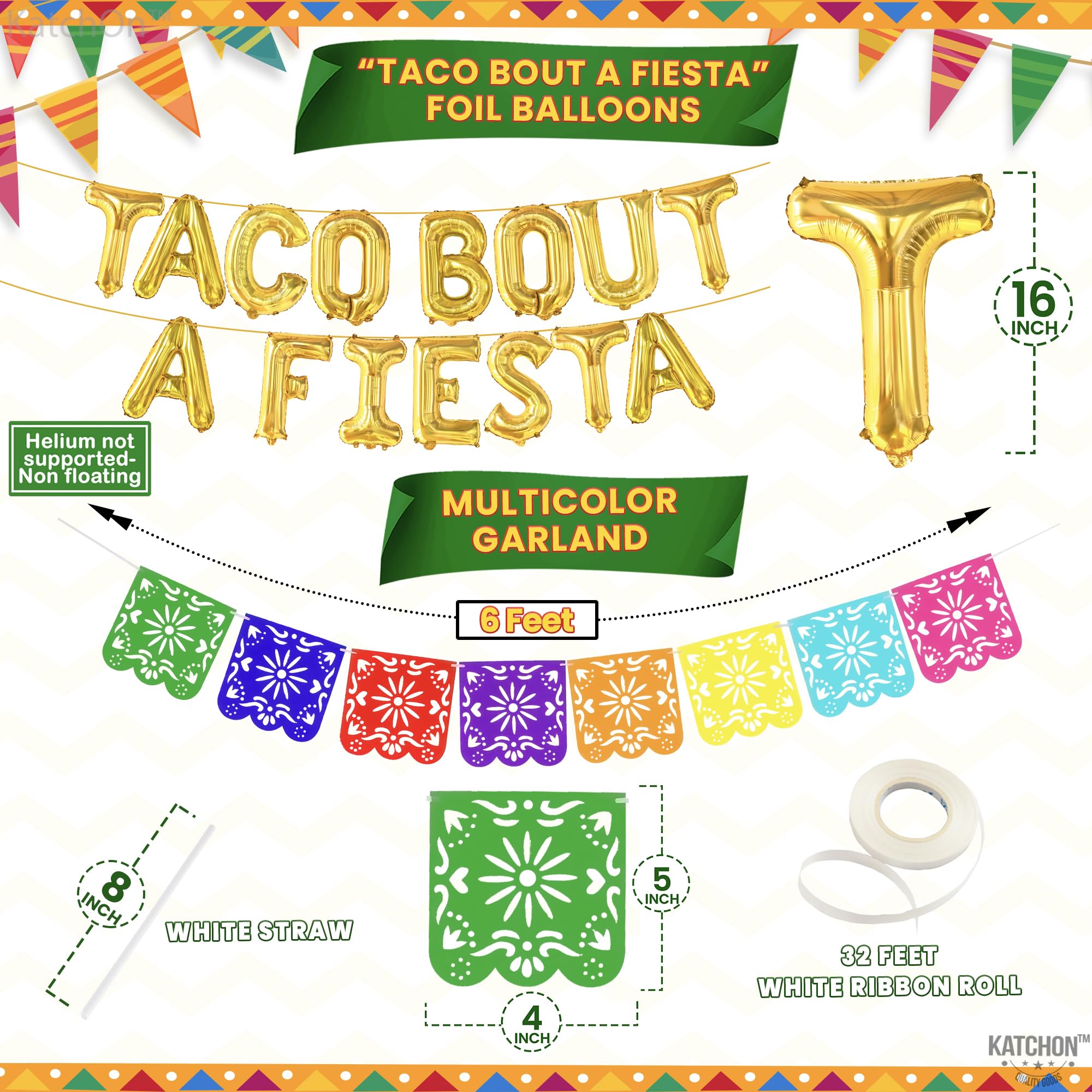 KatchOn, 30 PCS Taco Bout A Fiesta Decorations - Mexican Party Decorations | Mexican Banner, Taco Balloons | Fiesta Balloons for Fiesta Party Decorations, Taco Decorations | Taco Party Decorations