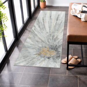 LIVEBOX Grey Kitchen Runner Rugs 2x6 ft Non Skid Washable Rug, Abstract Runner Rug for Kitchen Floor, Soft Low-Pile Modern Runner Carpet for Hallway