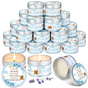 mtlee 24 pcs blue bear baby shower party favors candles lavender scented baby shower favors for guests rustic tea lights candles gender reveal candle for baby shower return gifts girl boy