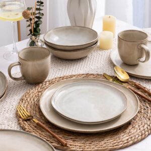 AmorArc Ceramic Dinnerware Sets,Handmade Reactive Glaze Plates and Bowls Set,Highly Chip and Crack Resistant | Dishwasher & Microwave Safe Dishes Set,Service for 8 (24pc)