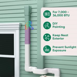 Plusluck 4" 23Ft Mini Split Line Set Cover, PVC Ductless Air Conditioner Decorative Pipe, Pump Covers, AC Line Cover Kit, for Outside Units Air Conditioners & Heat Pumps, All in One Set