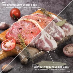 Mozing Vacuum Sealer Bags, Commercial Grade Food Seal Bag Rolls, Meal Saver Bags for Storage or Sous Vide