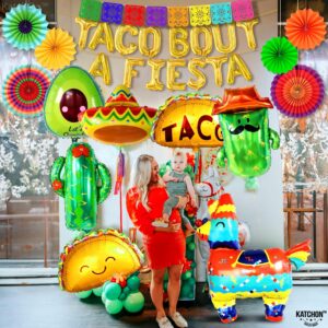 KatchOn, 30 PCS Taco Bout A Fiesta Decorations - Mexican Party Decorations | Mexican Banner, Taco Balloons | Fiesta Balloons for Fiesta Party Decorations, Taco Decorations | Taco Party Decorations