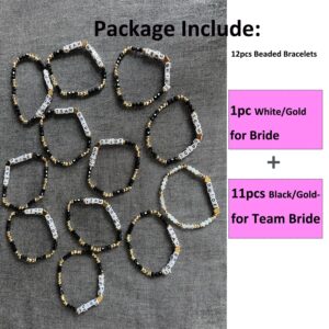 KIWILEPI Bachelorette Party Favors, 12pcs Team Bride Beaded Bracelets Bride Tribe Gifts, Bridesmaid Proposal Gift Bridal Shower Favor Beach Wedding Bride or Die Party Supplies