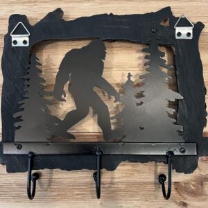 Top Brass Bigfoot Sasquatch Silhouette Wall Mount Key Holder – 3 Hooks Key Rack Hanger Organizer