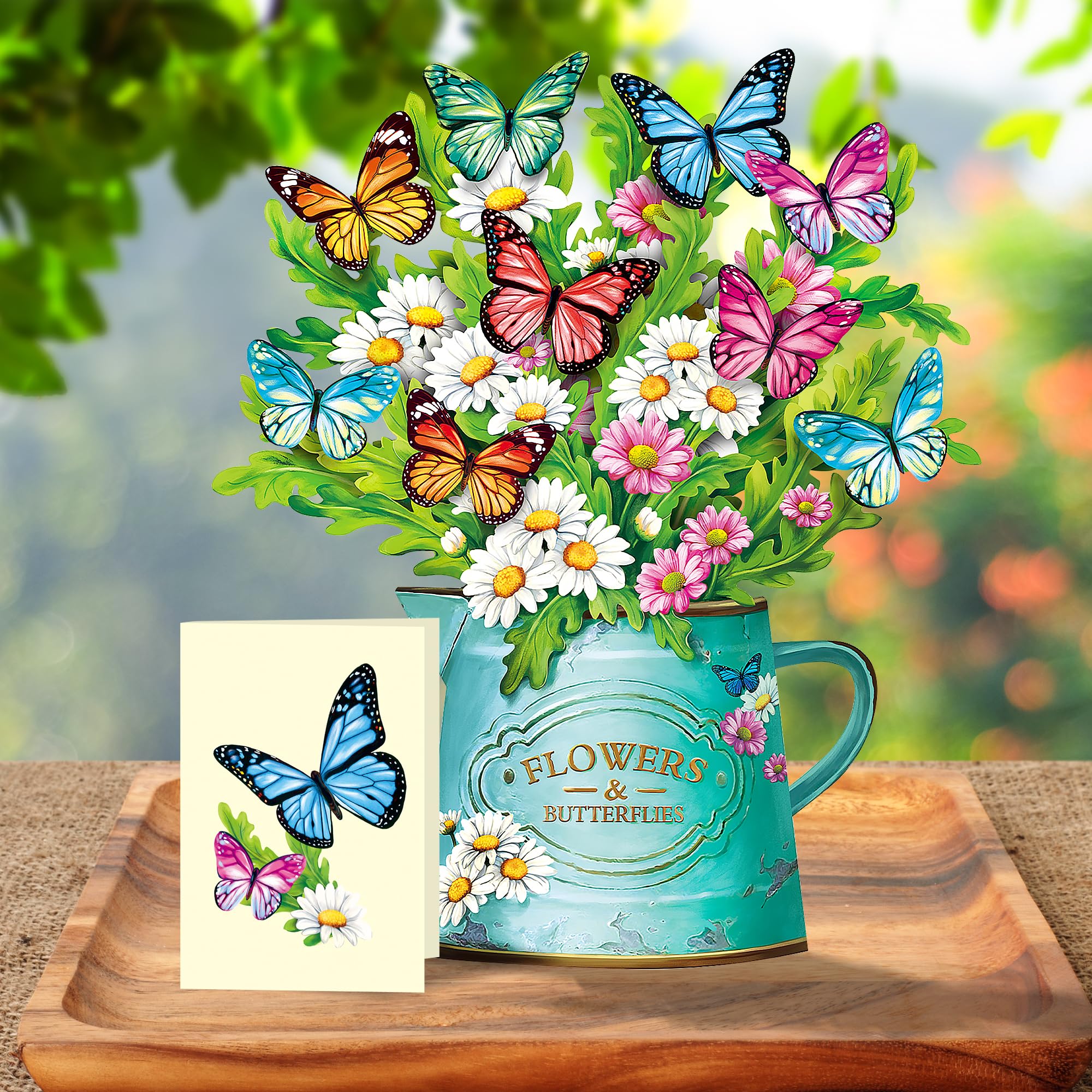 Airpark Pop Up Flower Cards, Daisies and Butterflies, 12inch Paper Flowers Bouquet 3D Popup Greeting Cards with Blank Note Card and Envelope for Christmas, Birthday Gifts for Women Kids,Holiday