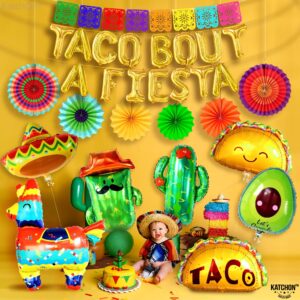 KatchOn, 30 PCS Taco Bout A Fiesta Decorations - Mexican Party Decorations | Mexican Banner, Taco Balloons | Fiesta Balloons for Fiesta Party Decorations, Taco Decorations | Taco Party Decorations