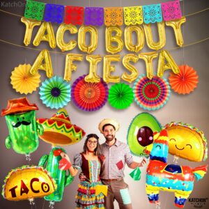 KatchOn, 30 PCS Taco Bout A Fiesta Decorations - Mexican Party Decorations | Mexican Banner, Taco Balloons | Fiesta Balloons for Fiesta Party Decorations, Taco Decorations | Taco Party Decorations