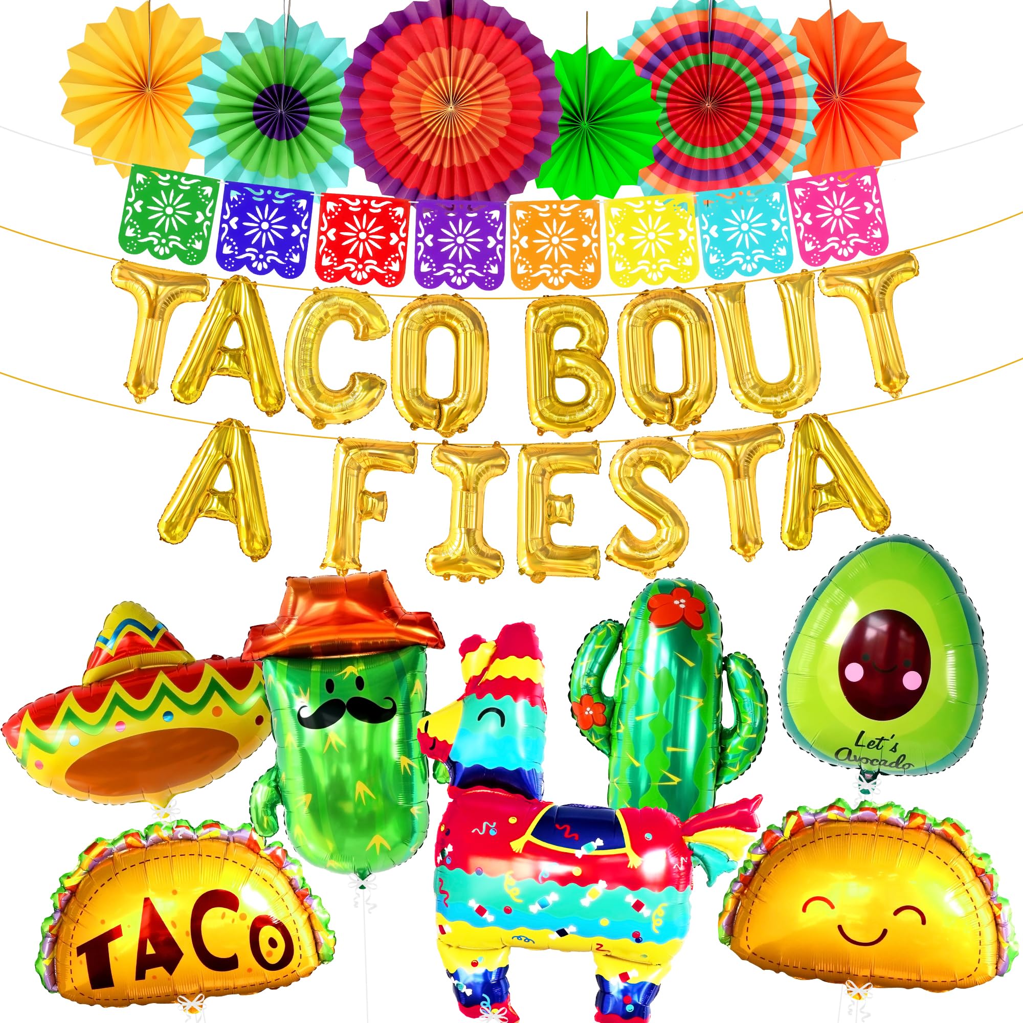 KatchOn, 30 PCS Taco Bout A Fiesta Decorations - Mexican Party Decorations | Mexican Banner, Taco Balloons | Fiesta Balloons for Fiesta Party Decorations, Taco Decorations | Taco Party Decorations