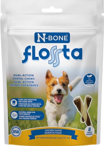 N-Bone FLOSSta Dual Action Dental Chews Chicken Flavor, 6.4-oz Bag