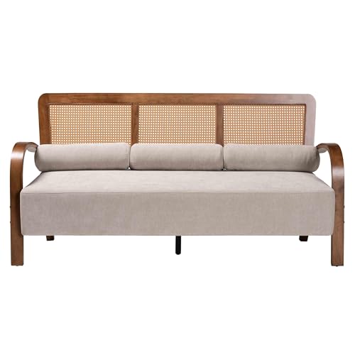 Baxton Studio Sage Sofa, One Size, Light Grey/Walnut Brown/Natural Brown