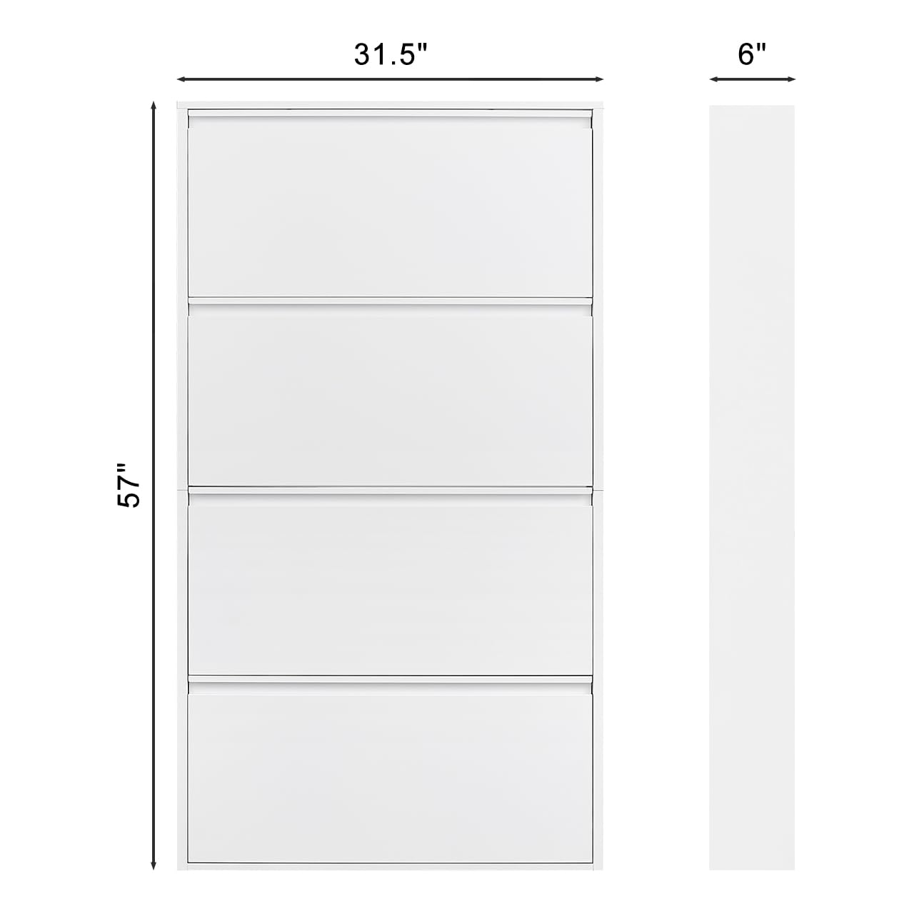 GREATMEET Metal Shoe Cabinet with 4 Flip Drawers, Wall Mount Metal Shoe Organizer for Entryway, 4 Layers Steel Shoe Rack Cabinet, Shoes Cabinet Storage Entryway(White, 4 FILP Drawers)