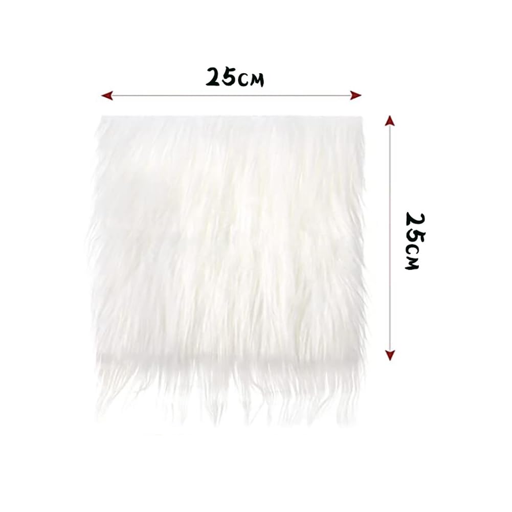 UUYYEO 2 Pcs 10 x 10 Inch Faux Fur Fabric Squares Soft Fluffy Fabric for Sewing Plush Fabric Squares Shaggy Fur Cuts Patches Costume Decoration Fabric White