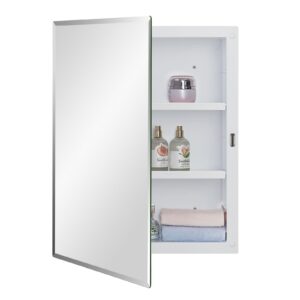 idyllor plastic medicine mirror cabinet for bathroom 16 x 20 inch, surface and recessed mount