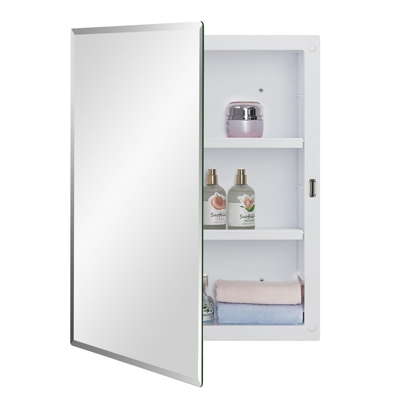 IDYLLOR Plastic Medicine Mirror Cabinet for Bathroom 16 x 20 inch, Surface and Recessed Mount