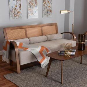 Baxton Studio Sage Sofa, One Size, Light Grey/Walnut Brown/Natural Brown