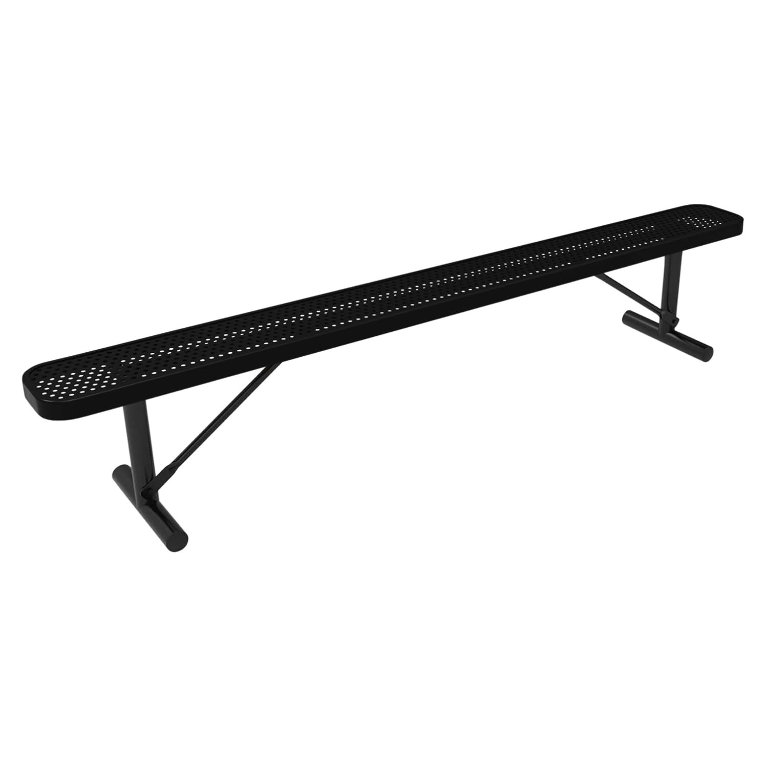 Coated Outdoor Furniture Heavy-Duty Portable Outdoor Bench Thermoplastic Coated, Punched Steel, Commercial-Grade Seating, Made in America (Portable Without Back, 8 Ft, Textured Black)