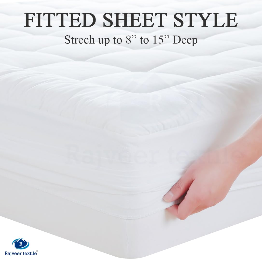 Full Size- 1 Piece 850 GSM Down Alternative 3 Inch Thick Upto 25" Deep Pocket Fitted Mattress Topper Protector Extra Soft Comfortable Sleep for All Season- Full(54X75 Inche), White