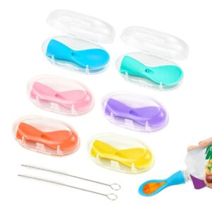 morlike baby food pouch topper silicone spoons with travel cases, squeeze pouch attachment toppers for travel and feeding (6 pack) - not include squeeze pouch