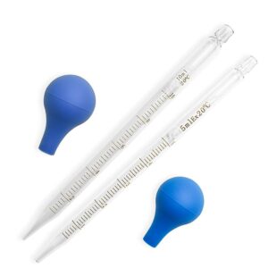 GSHLLO 2 Pcs 5ml 10ml Glass Graduated Dropper Lab Liquid Transfer Dropping Pipettes Rubber Head Droppers Straight Tip Dropper Pipettes Essential Oil Pipettes with Clean Brush