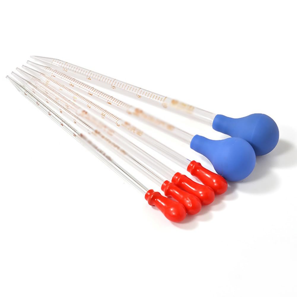 GSHLLO 2 Pcs 5ml 10ml Glass Graduated Dropper Lab Liquid Transfer Dropping Pipettes Rubber Head Droppers Straight Tip Dropper Pipettes Essential Oil Pipettes with Clean Brush