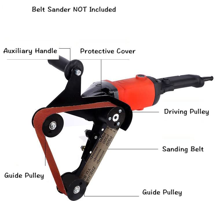 5/8-11 UNC Angle Grinder Belt Sander Adapter, Angle Grinder Attachment, Pipe Tube Bracket Accessory Grinder Bearing Sanding Support Tool for Polishing Rust Removal 20-40mm Belt