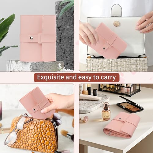 Fangoo Earring Book Organizer Stud Earring Storage Case Travel Small Earring Holder Organizers Display Portable Earring Binder Pu Leather Capable to Hold 42 Pairs (Pink