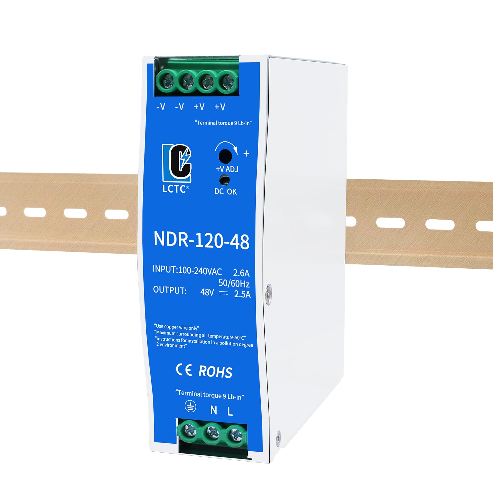 48V Power Supply NDR120-48;Input 100-240VAC;Output:48V 2.5A;110V 120V 220V Both;Din Rail