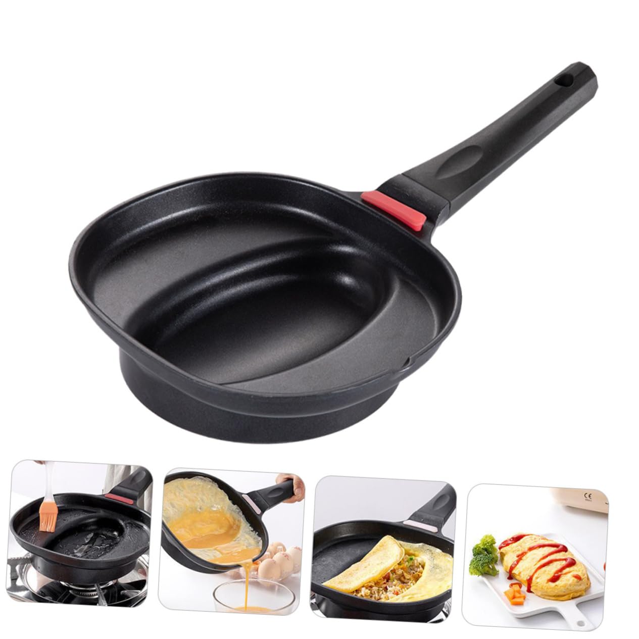 MAGICLULU 1pc Omurice Pot Outdoor Cooking Pan Iron Egg Nonstick Egg Pan Skillet Pan Pancake Molds Toaster Oven Pan Japanese Omelette Pan Maker Pans Multifunctional Pot Sandwich Resin Handle