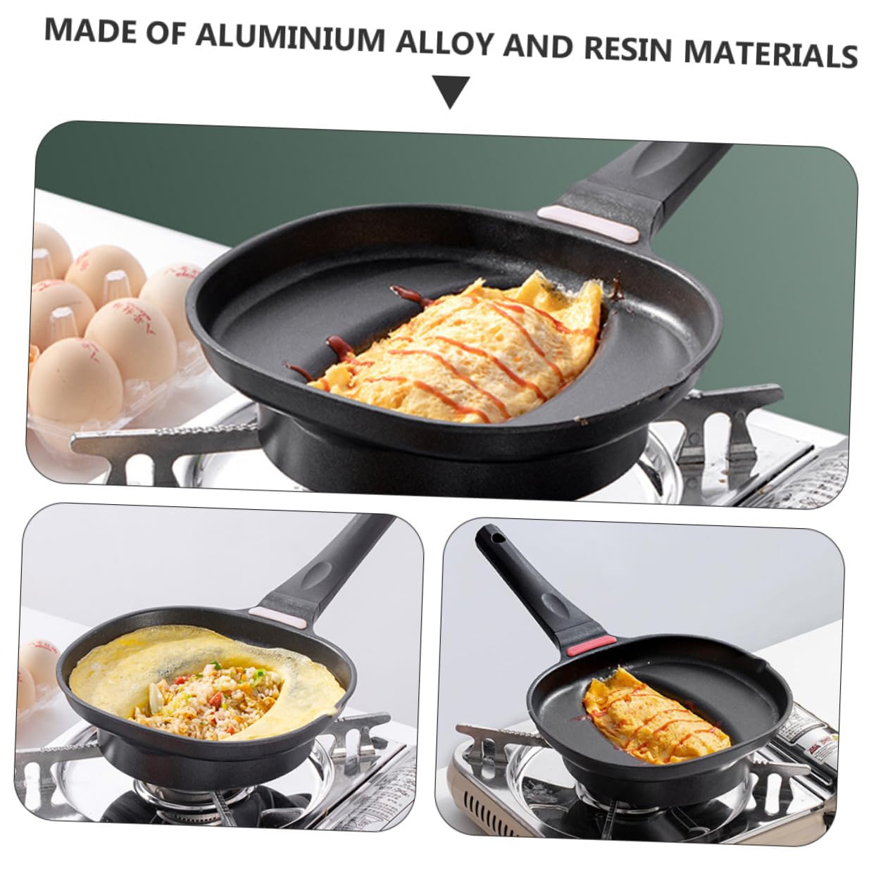 MAGICLULU 1pc Omurice Pot Outdoor Cooking Pan Iron Egg Nonstick Egg Pan Skillet Pan Pancake Molds Toaster Oven Pan Japanese Omelette Pan Maker Pans Multifunctional Pot Sandwich Resin Handle