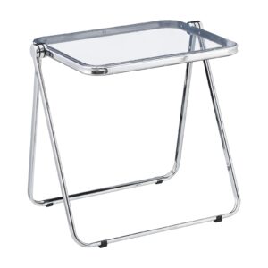 kaihaowin small folding table- acrylic morden tv tray for snack dinner on couch, tiny foldable desk writing desk for home office for small spaces no assembly required