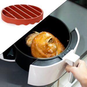 jyibinee Roasting Rack, Non-stick Silicone Baking Rack, Reusable Round Grill Insulation Mat for Home Kitchen Red