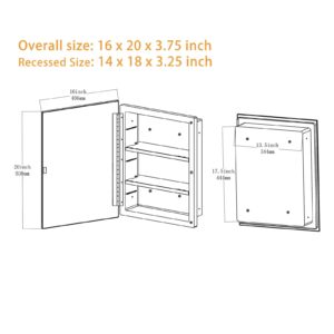 IDYLLOR Plastic Medicine Mirror Cabinet for Bathroom 16 x 20 inch, Surface and Recessed Mount