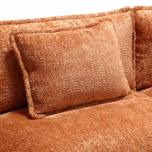 FANYE L-Shaped Corner Convertible Modular Sectional Sofa Couch W/Movable Ottoman and 3 Pillows, Chenille Upholstery Double Cushions Deep Seat Sleeper Sofa&Couch for Home Office Apartment Living Room