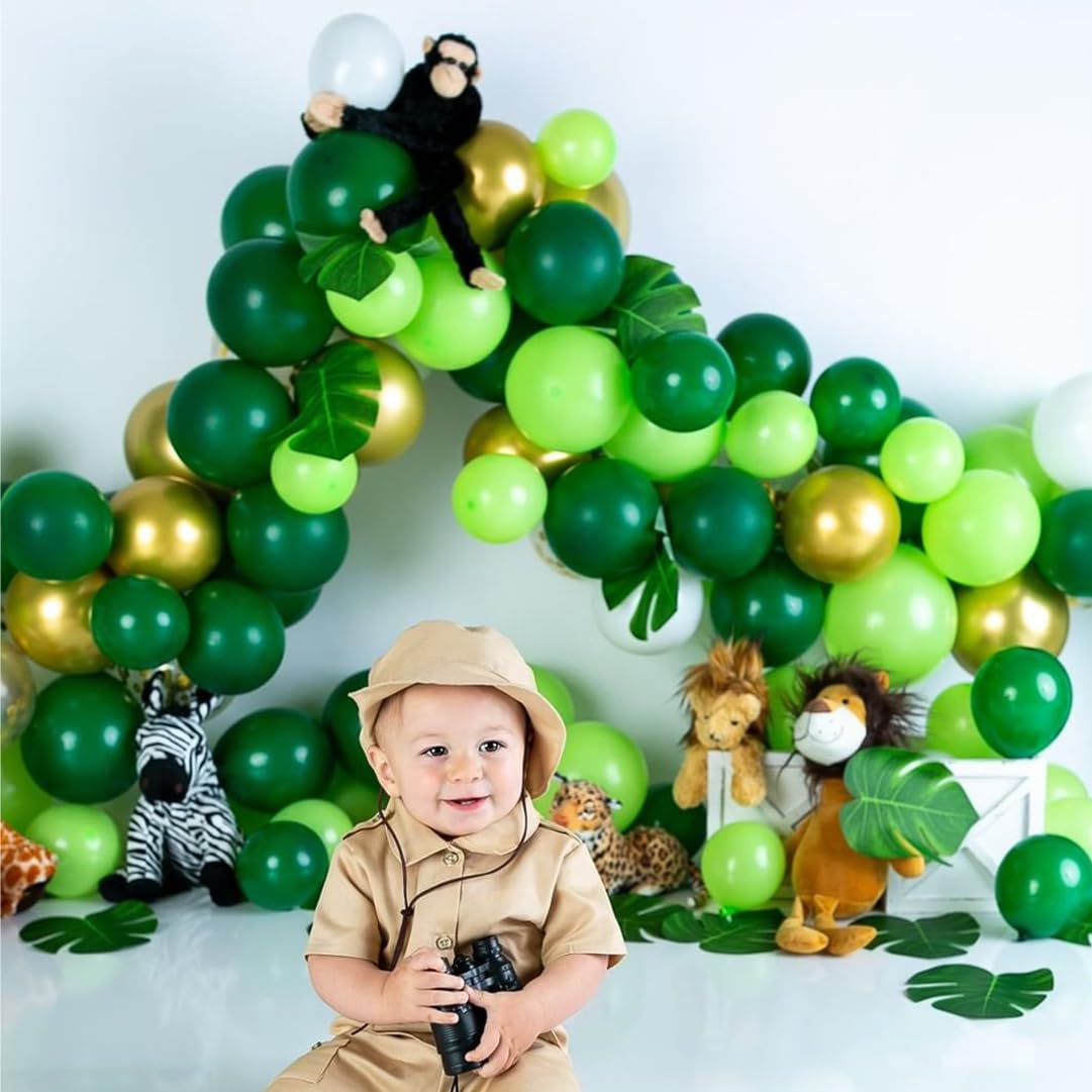 Green Balloons Dark Green Balloon Set, 50 Pcs 12 inch Different Shades Emerald Green Lime Green Confetti Latex Balloons For Jungle Safari Party Supplies St. Patrick's Day Decoration