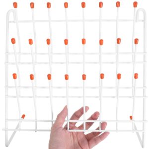 Drying Rack for Lab, 24 Pegs Metal Drain Rack Wall Mount Storage Holder, Lab Dry Clean Rack for Beaker Test Tube Glassware Water Cup Towels, White