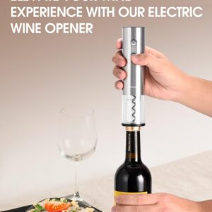 Electric Wine Opener Set with Stand, Wine Gift Set with Rechargeable Wine Opener, Wine Aerator, Vacuum Stoppers and Foil Cutter, 6-in-1 Wine Bottle Opener Set for Home Party Bar Outdoor Gift