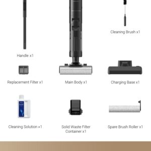 dreame H13 Pro Wet Dry Vacuum Cleaner, Smart Floor Cleaner Vacuum Mop for Hard Floors, 140°F Brush Wash, Hot Air & Dual Rotation Self-Cleaning, GlideWheel™ Power System, Great for Sticky Messes